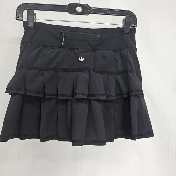 Lululemon Pace Setter Skirt Size 2 Black Pleated Wicking 4-Way Stretch Athletic - Picture 2 of 5